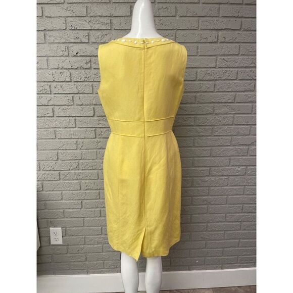 Alex Marie Yellow Sheath Dress with Beaded Neckline Size 6 - Picture 2 of 11